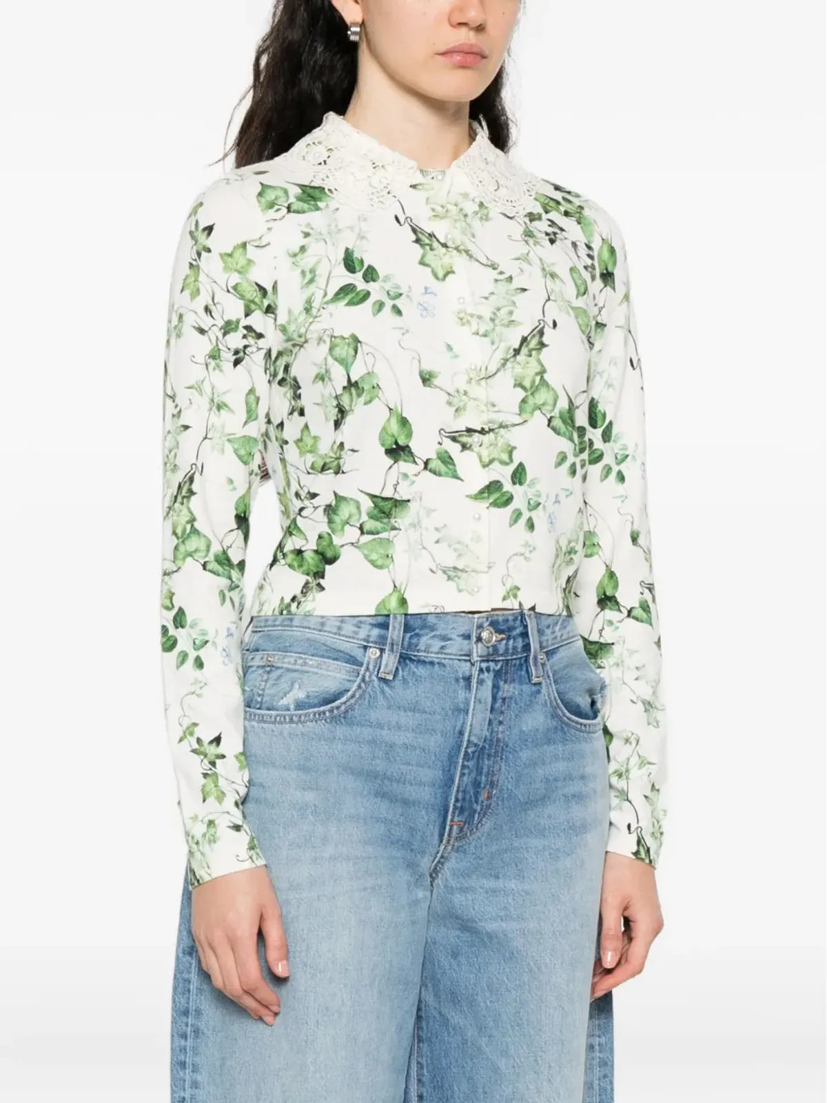 alice + olivia Carson レースカラー カーディガン - 画像3