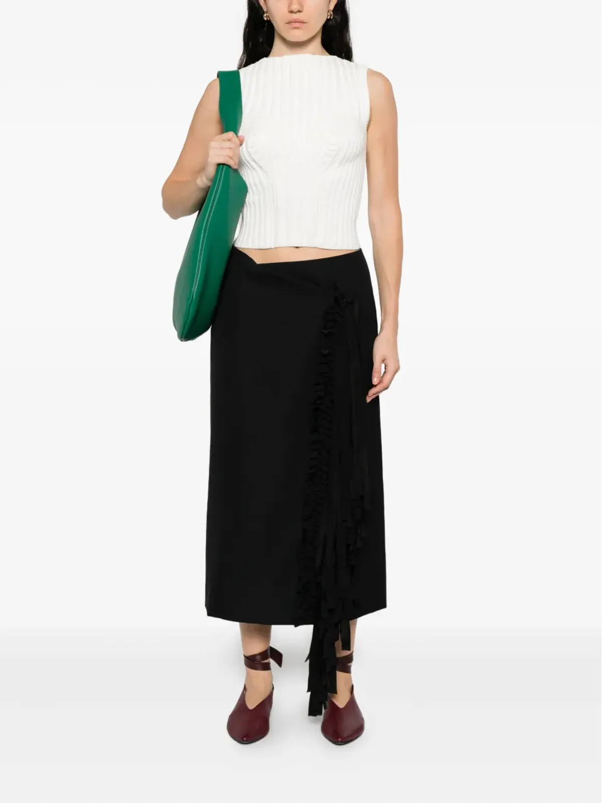 Carven フリル付きフリンジスカート - 画像2