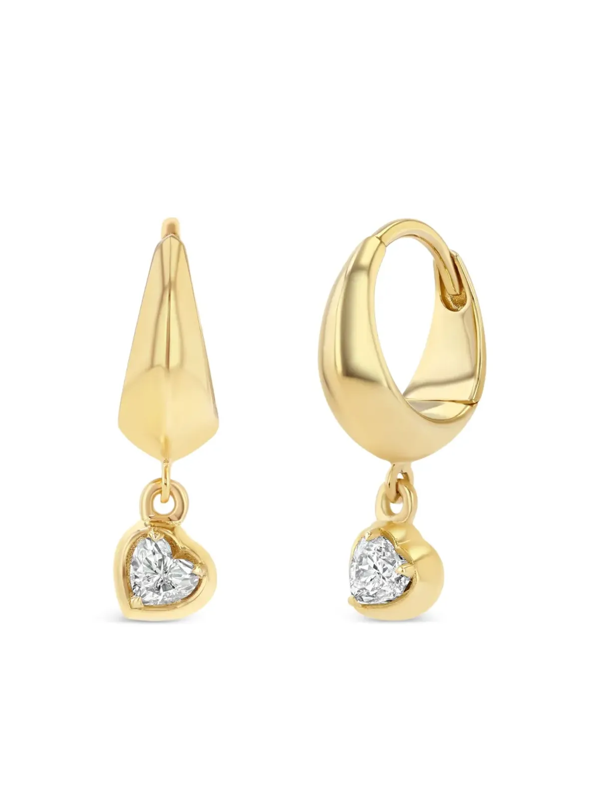 Lizzie Mandler Fine Jewelry 18Kイエローゴールド ハートダイヤモンド フープピアス - 画像3