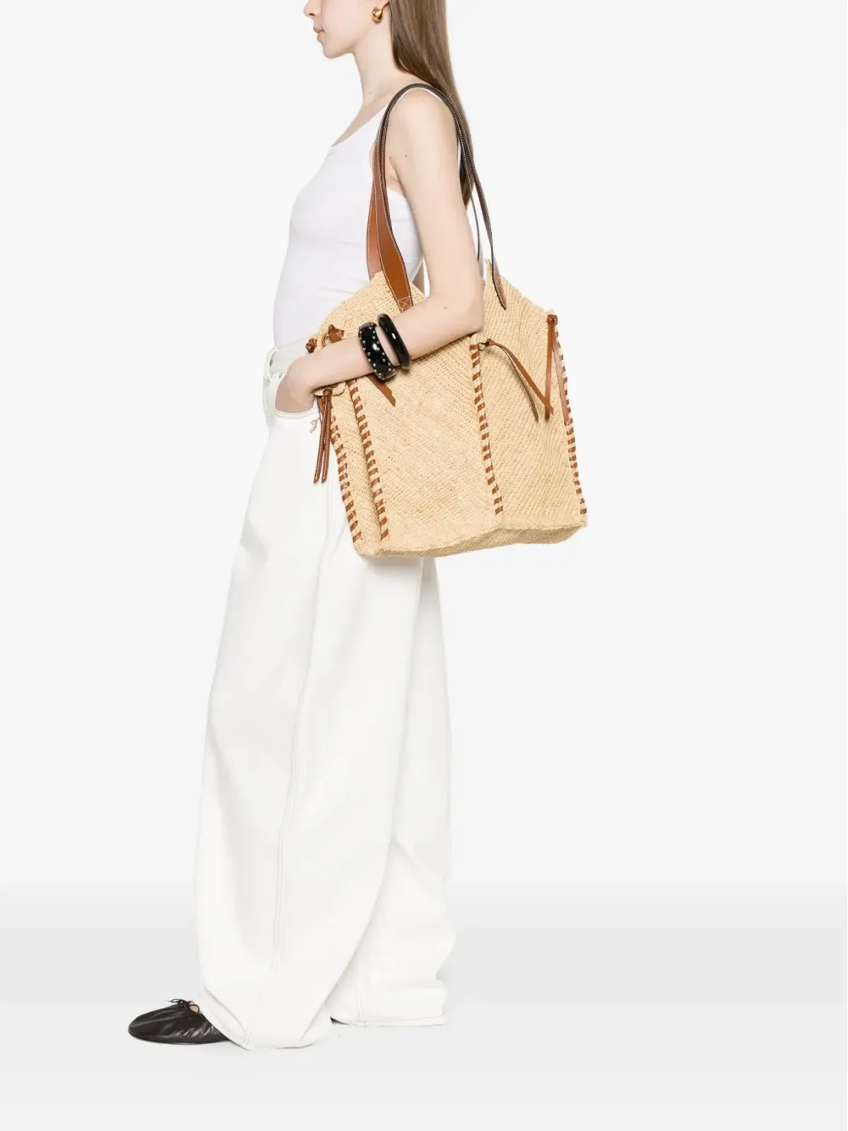 ISABEL MARANT Tampa woven shoulder bag - Neutrals - 画像2