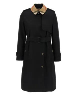 Burberry チェック柄・襟付きベルト付きトレンチコート - サムネイル1