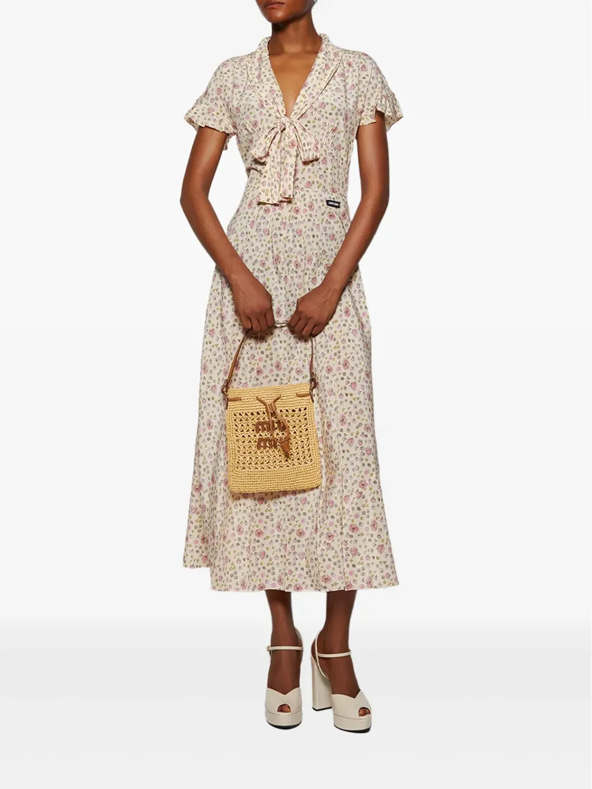 Miu Miu 135mmプラットフォーム・ピープトゥーサンダル - 画像5