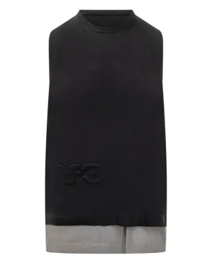 Y-3 エンボスロゴ ニットベスト - ブラック - サムネイル1