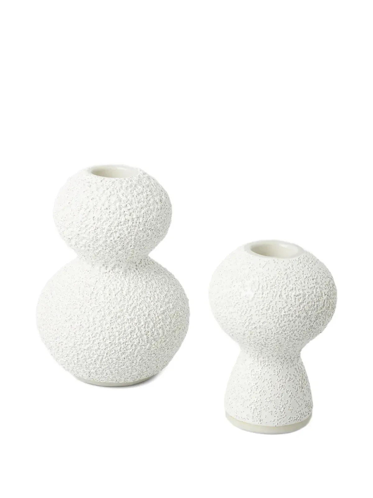 Marloe Marloe Lava + Bone textured candle holders (set of two) - White - 画像2