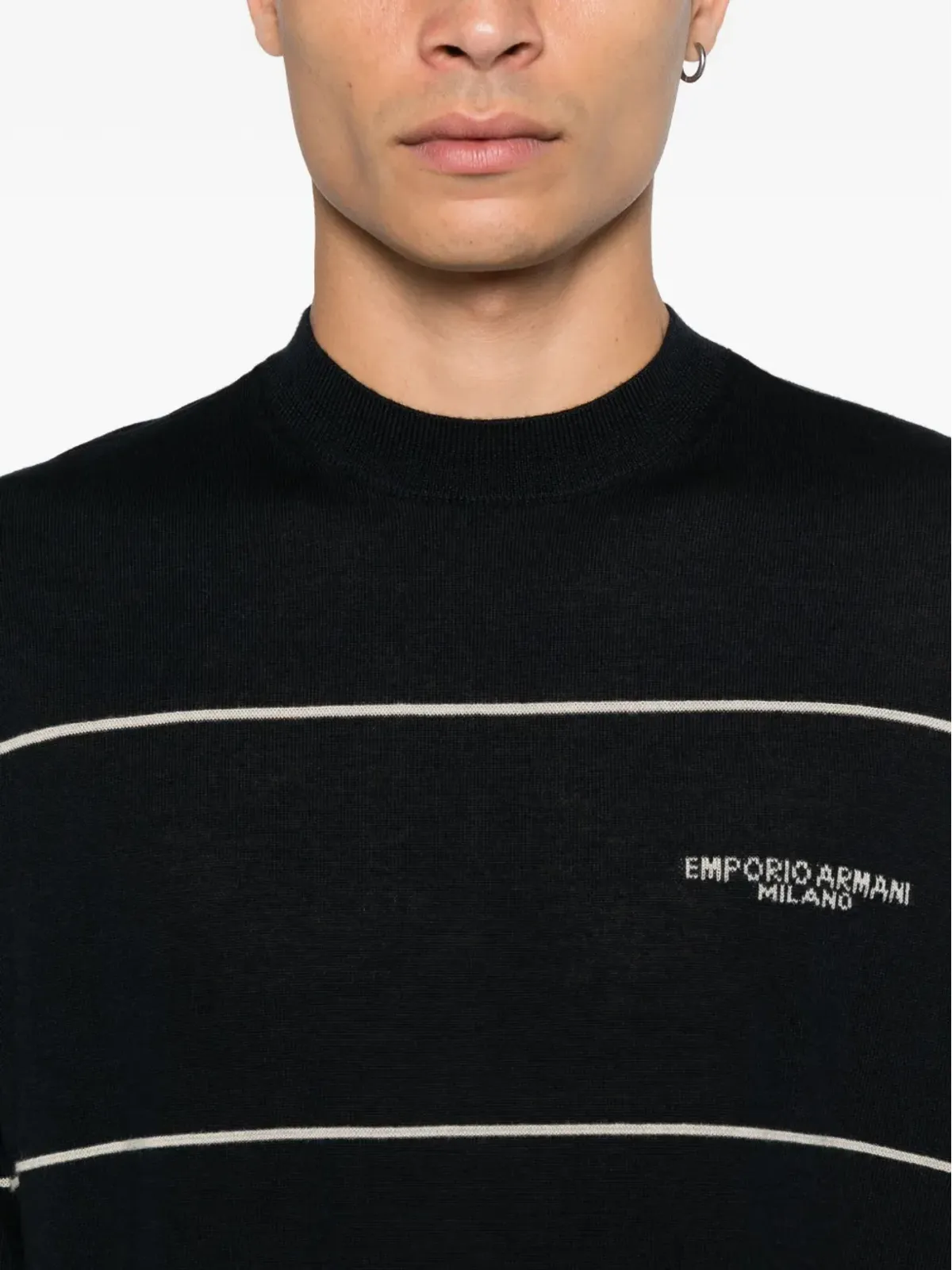 Emporio Armani ストライプディテール ウールセーター - 画像5