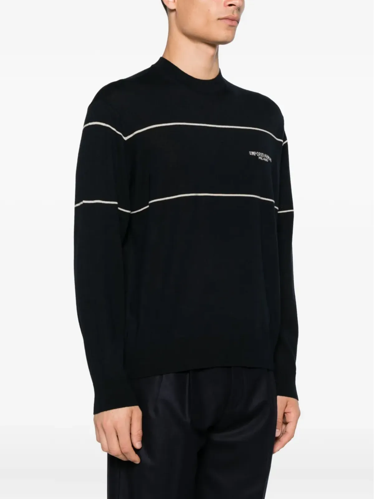 Emporio Armani ストライプディテール ウールセーター - 画像3