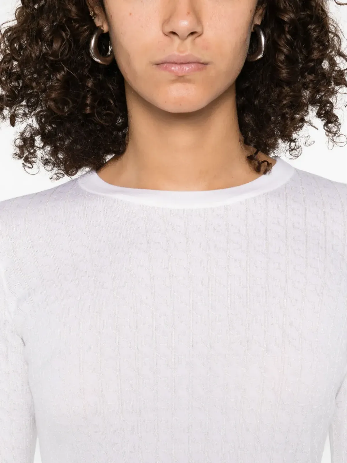 Elisabetta Franchi 長袖リブ編みセーター - White - 画像5