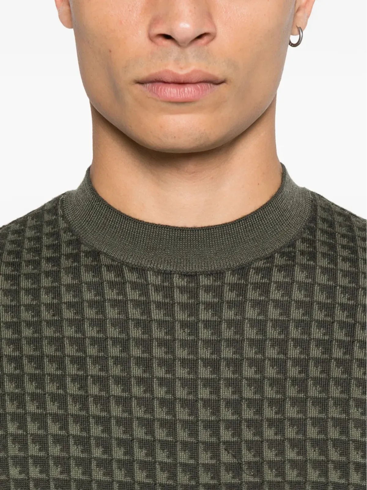 Emporio Armani 幾何学模様のバージンウールセーター - 画像5