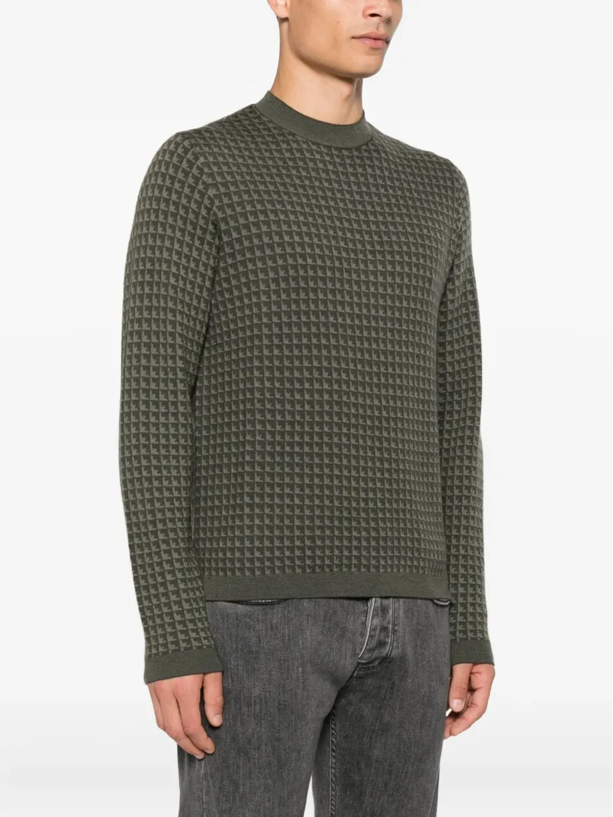 Emporio Armani 幾何学模様のバージンウールセーター - 画像3