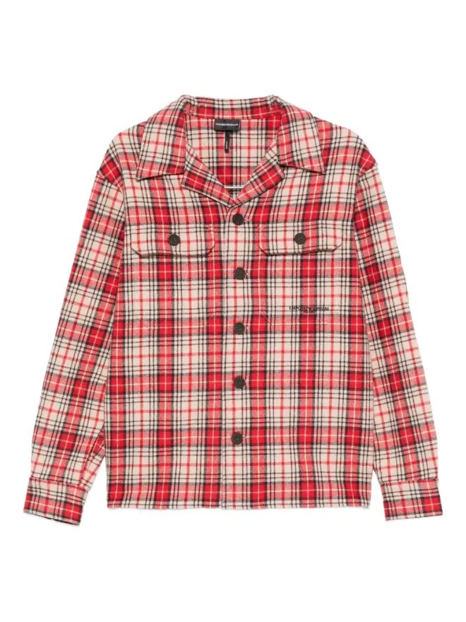 Emporio Armani Emporio Armani チェック柄ウールシャツ レッドの商品画像