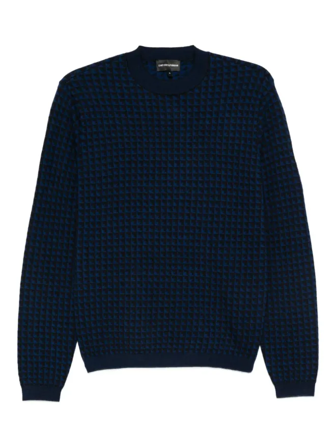 Emporio Armani Emporio Armani 千鳥格子ウールセーター ブルーの商品画像