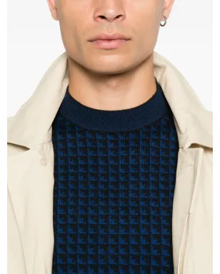 Emporio Armani 千鳥格子ウールセーター ブルー - サムネイル5