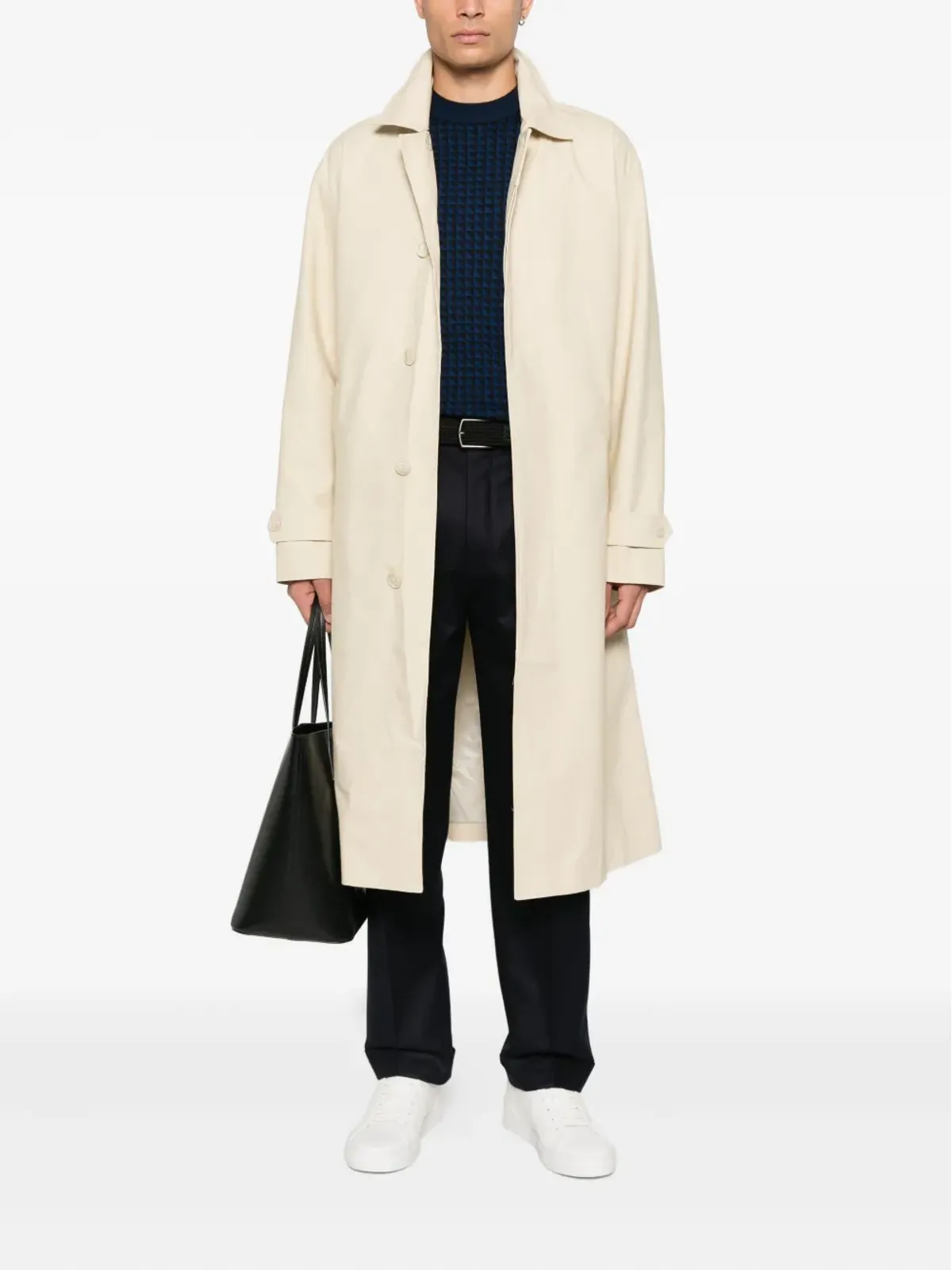 Emporio Armani 千鳥格子ウールセーター ブルー - 画像2