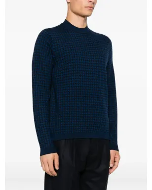 Emporio Armani 千鳥格子ウールセーター ブルー - サムネイル3