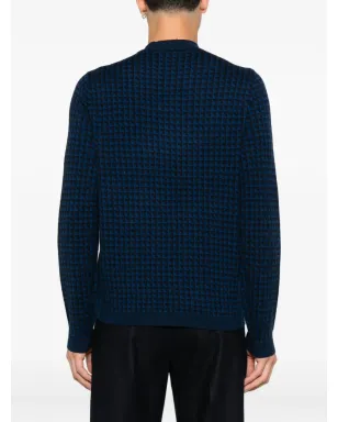 Emporio Armani 千鳥格子ウールセーター ブルー - サムネイル4