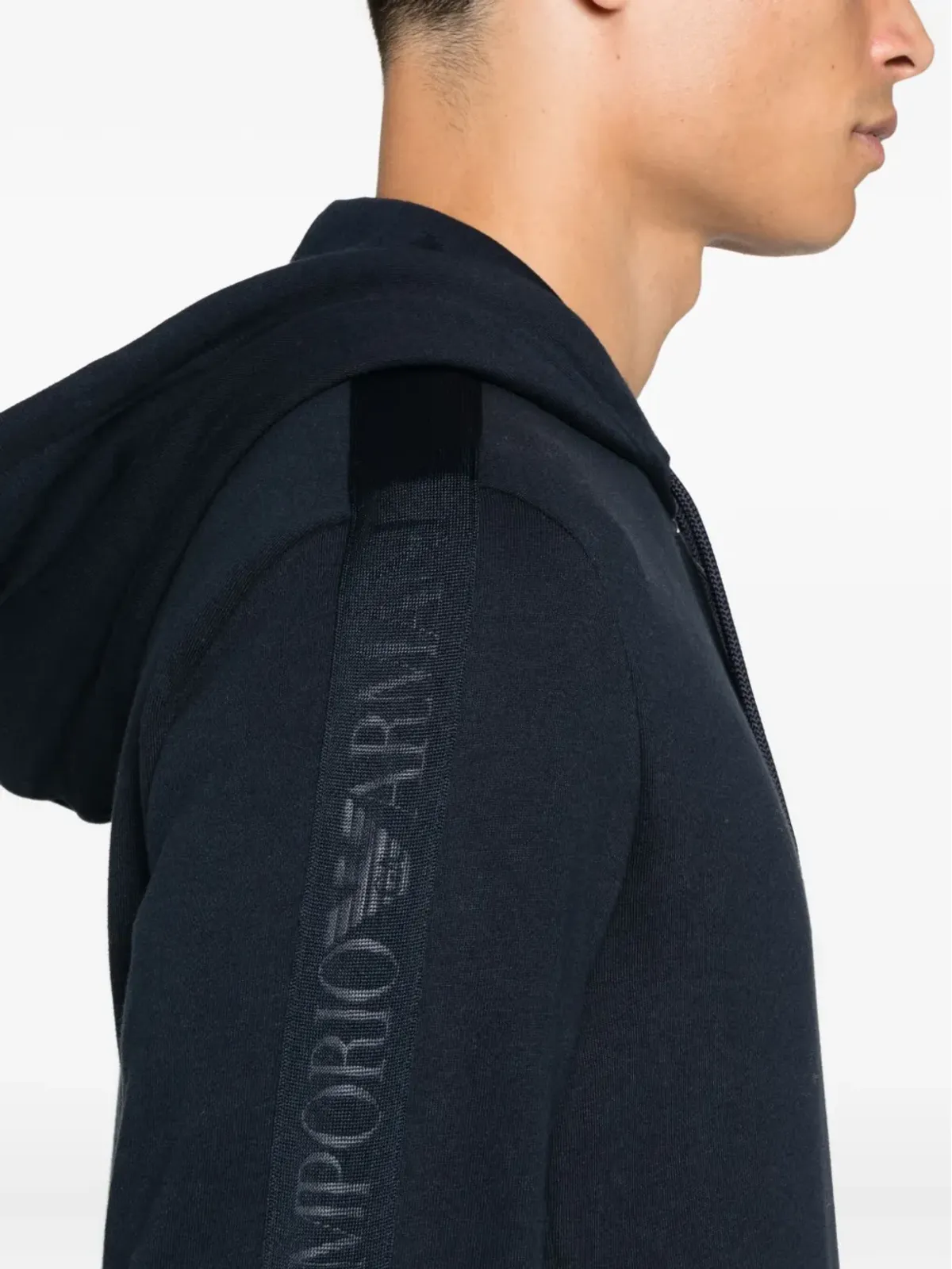 Emporio Armani ロゴディテール フード付きジップアップ スウェットシャツ - 画像5