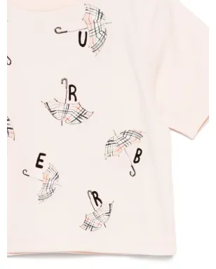 Burberry Kids 傘プリント コットン トップス - ピンク - サムネイル3