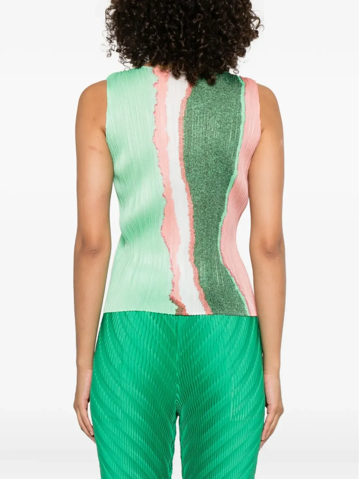 Pleats Please Issey Miyake abstract-print sleeveless top - Green - 画像4