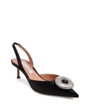 Aquazzura クリスタル装飾スリングパンプス（ブラック） - サムネイル2