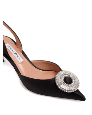 Aquazzura クリスタル装飾スリングパンプス（ブラック） - サムネイル3