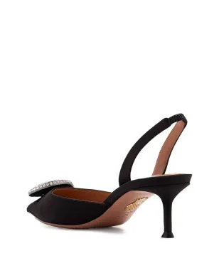 Aquazzura クリスタル装飾スリングパンプス（ブラック） - サムネイル4