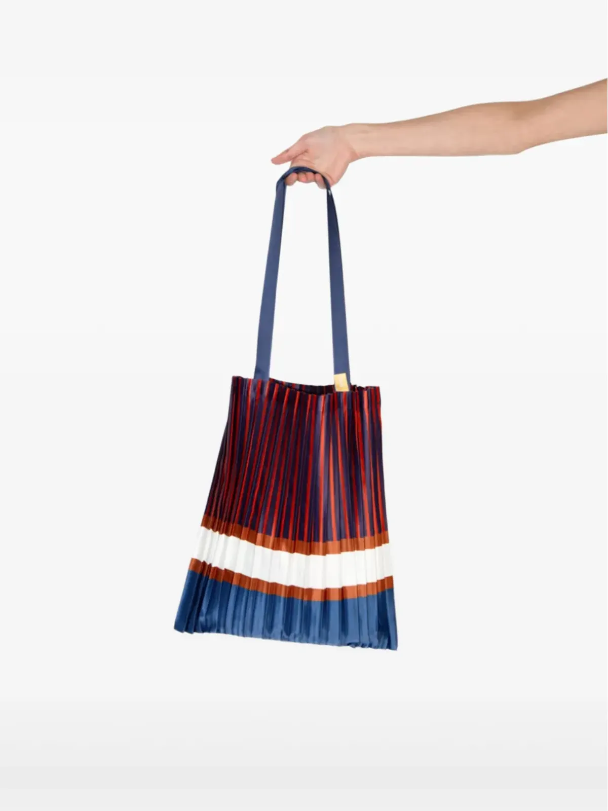 MULTITUDES BAGS Chiavariプリーツストライプ トートバッグ - 画像3