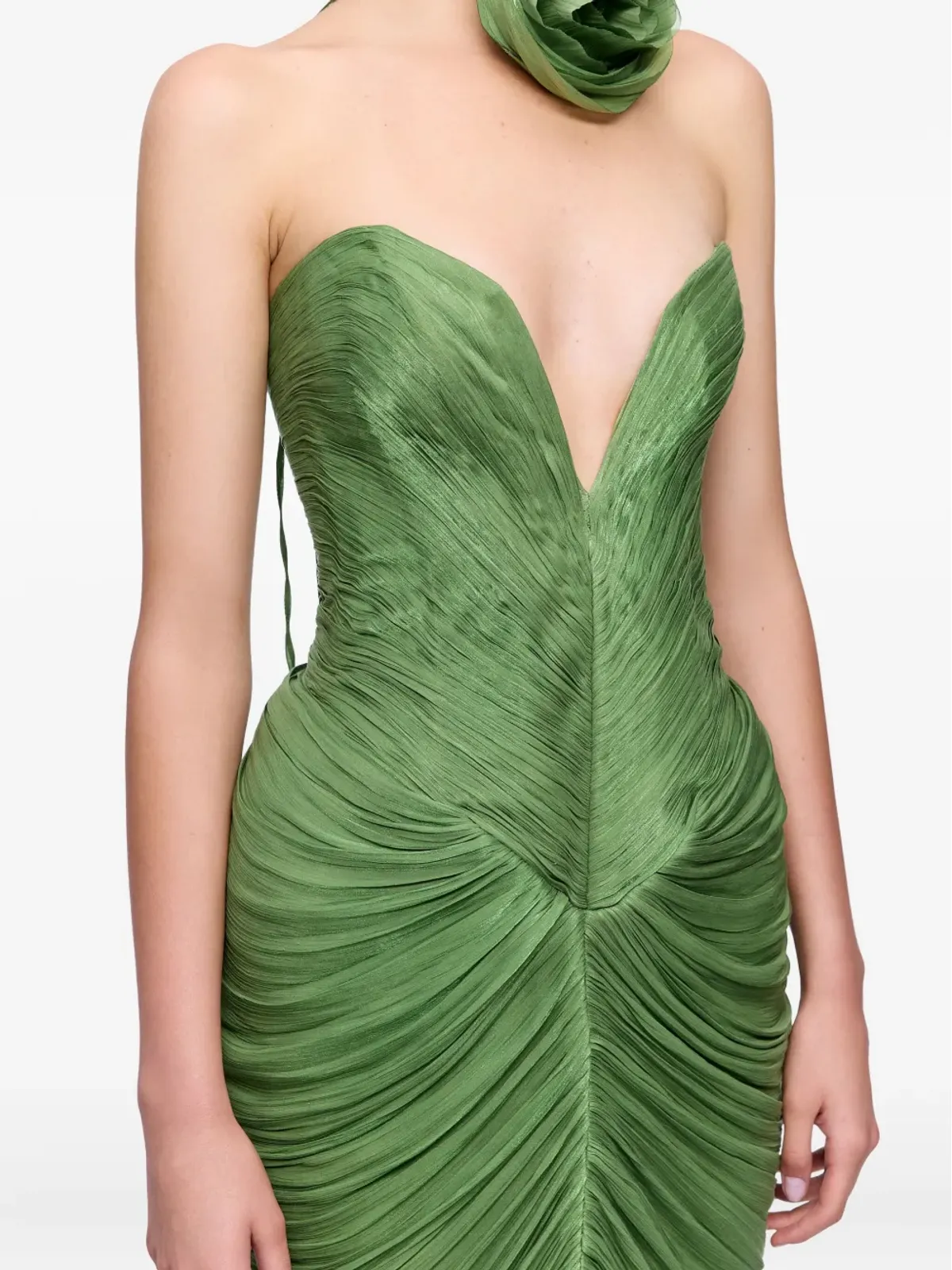 Ana Radu rose-embellished draped midi dress - Green - 画像5