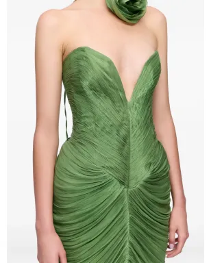 Ana Radu rose-embellished draped midi dress - Green - サムネイル5