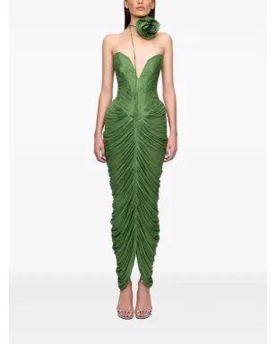 Ana Radu rose-embellished draped midi dress - Green - サムネイル2