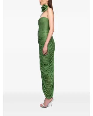 Ana Radu rose-embellished draped midi dress - Green - サムネイル3