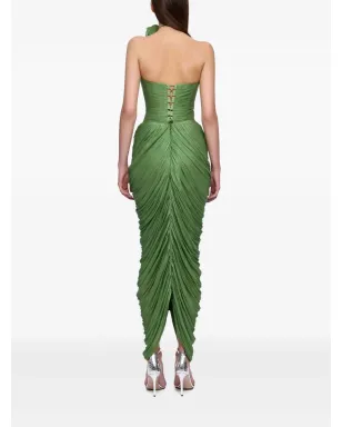 Ana Radu rose-embellished draped midi dress - Green - サムネイル4