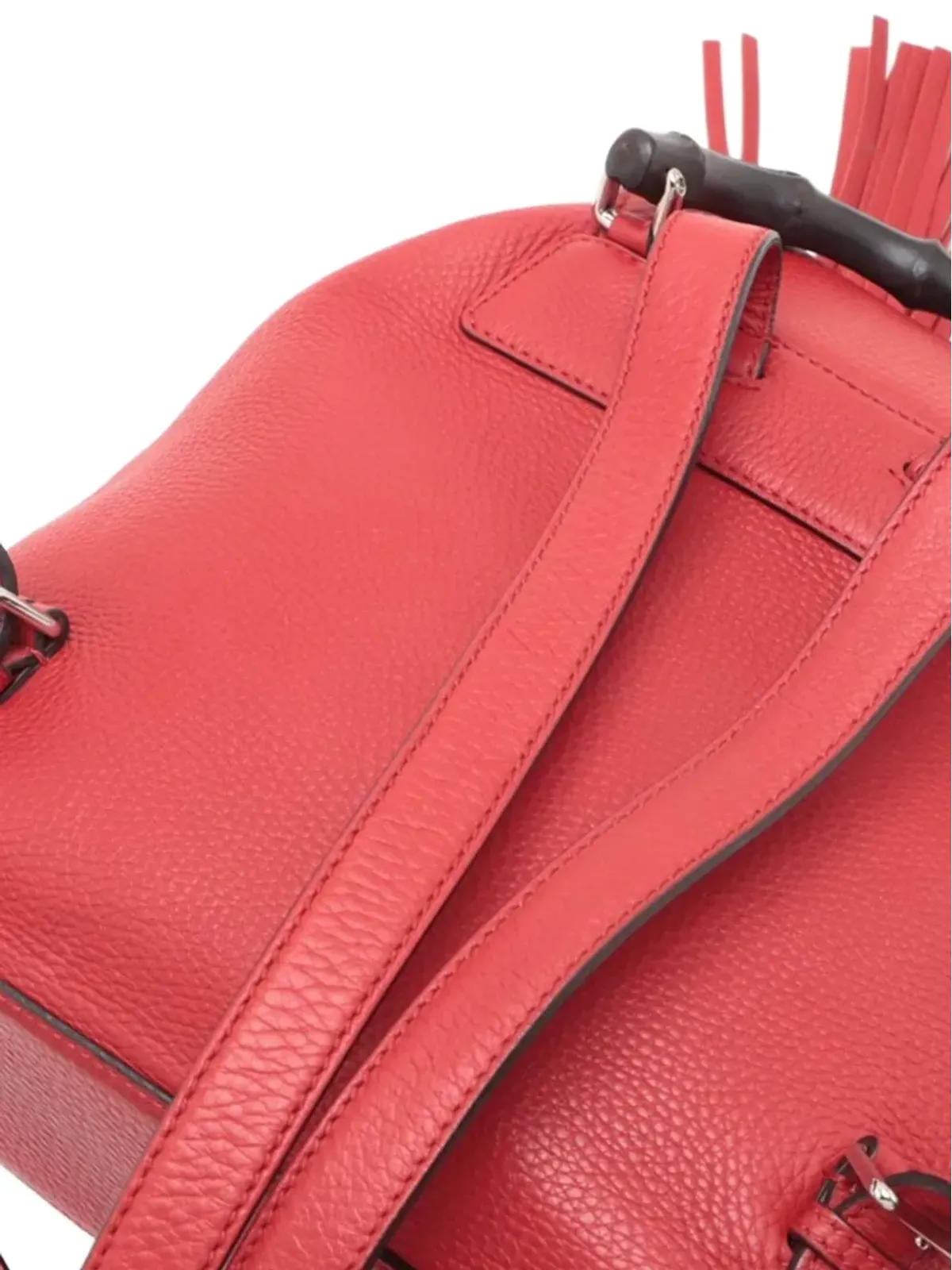 Gucci Pre-Owned ビンテージ 2000-2020年代 バンブーフラップバックパック（赤） - 画像5