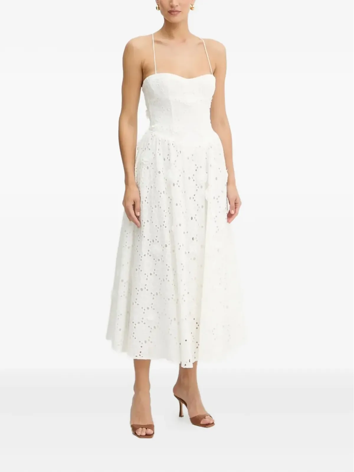Bardot Estie eyelet lace-up dress - White - 画像2