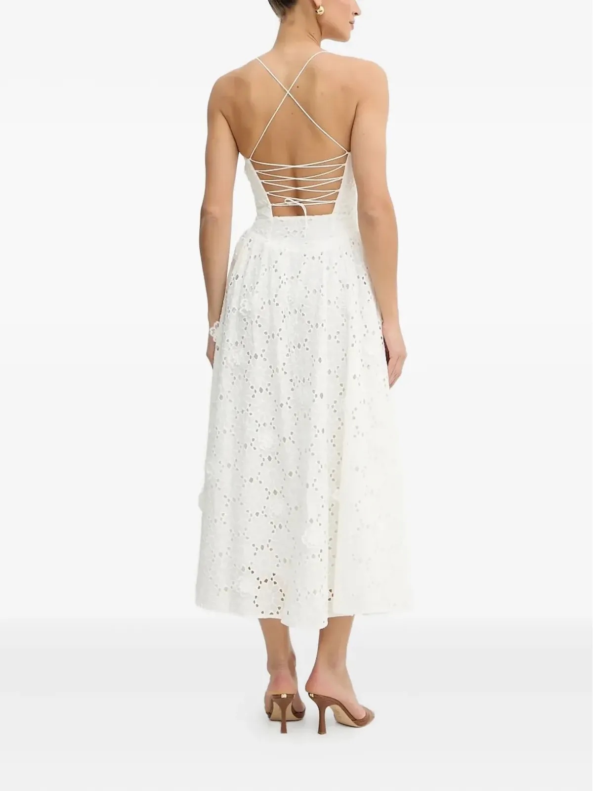 Bardot Estie eyelet lace-up dress - White - 画像3