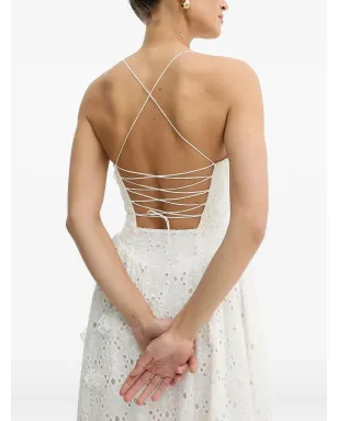 Bardot Estie eyelet lace-up dress - White - サムネイル4
