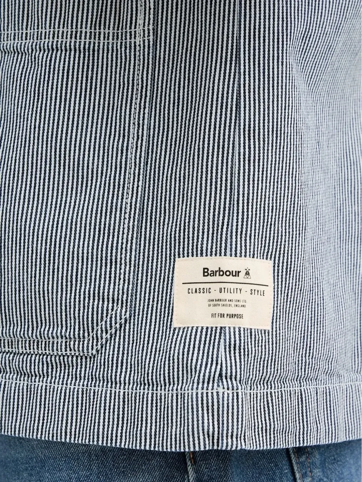 Barbour ストライプディテール ワークシャツ ブルー - 画像4