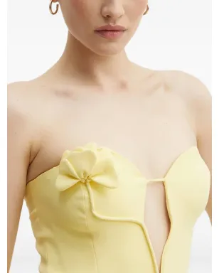 Bardot 花柄装飾ストラップレスミニドレス - イエロー - サムネイル3