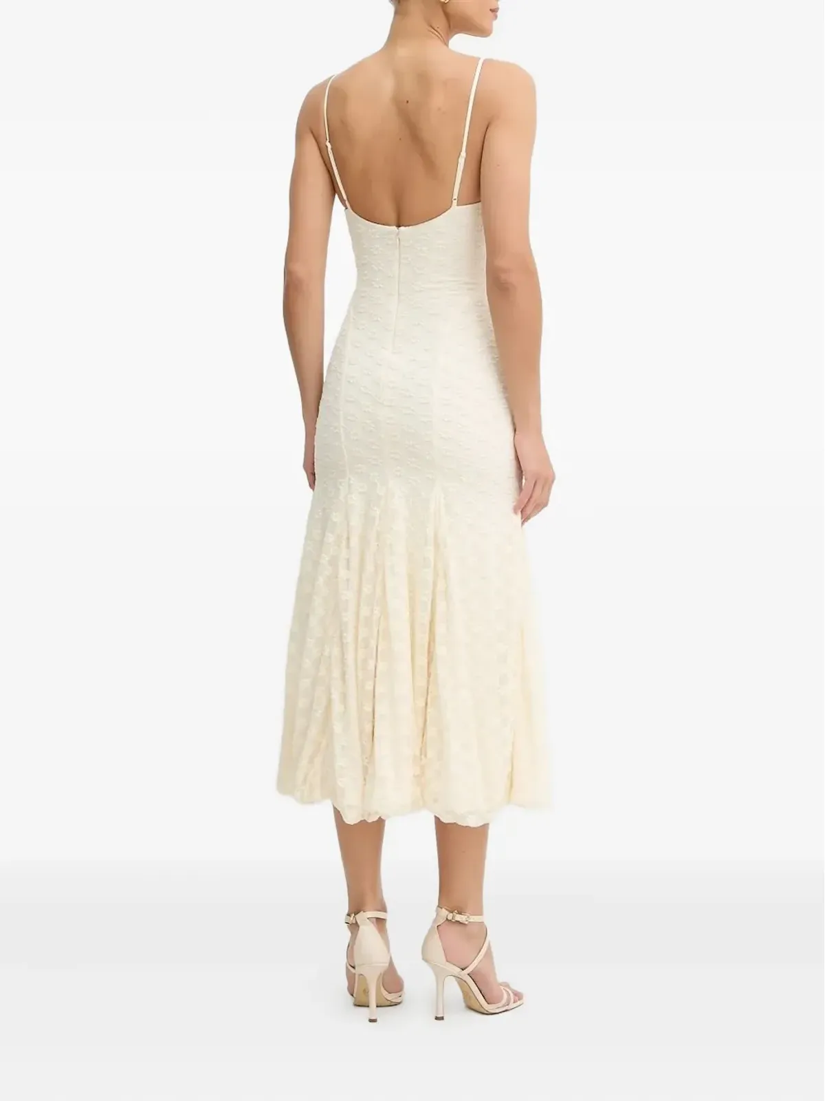 Bardot lace-up floral midi dress - White - 画像2