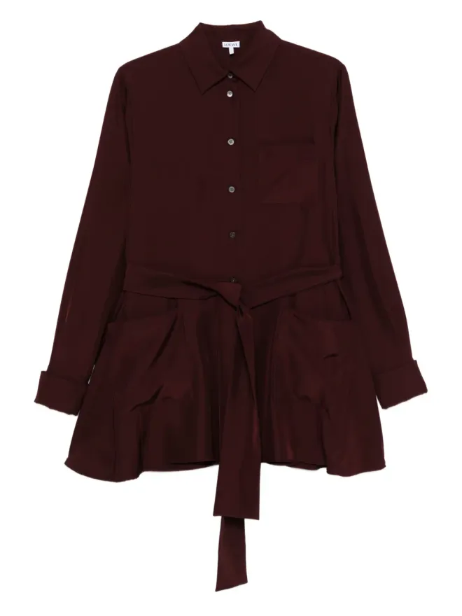 LOEWE LOEWE ベルト付きポケットシャツトップス - レッドの商品画像