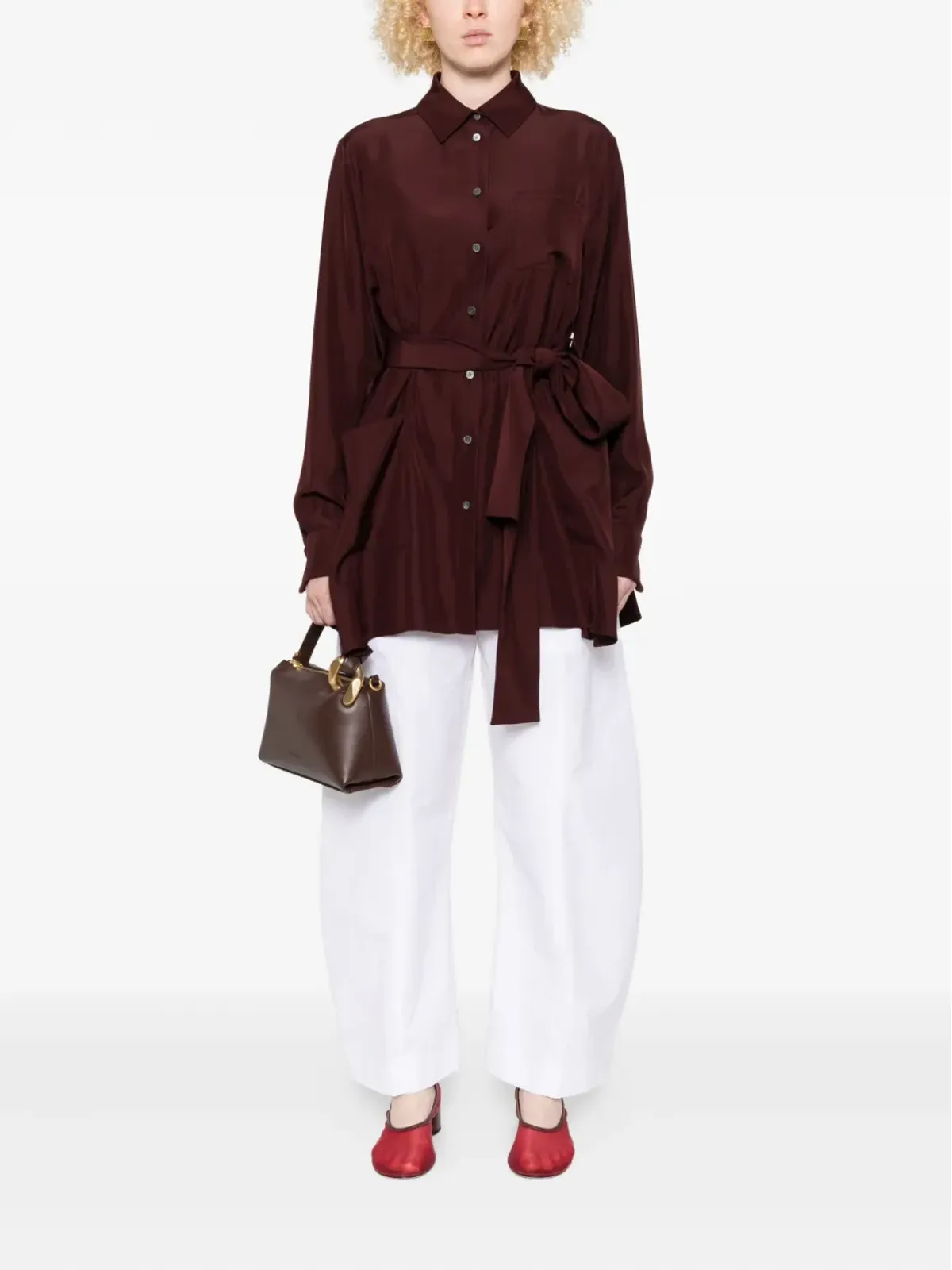 LOEWE ベルト付きポケットシャツトップス - レッド - 画像2
