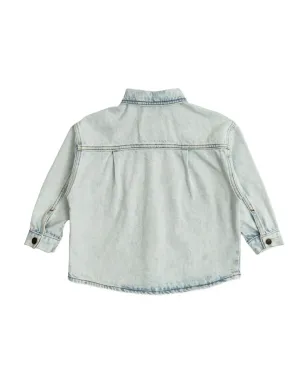 American Vintage Kids Joybird ダブルポケット デニムシャツ ブルー - サムネイル2