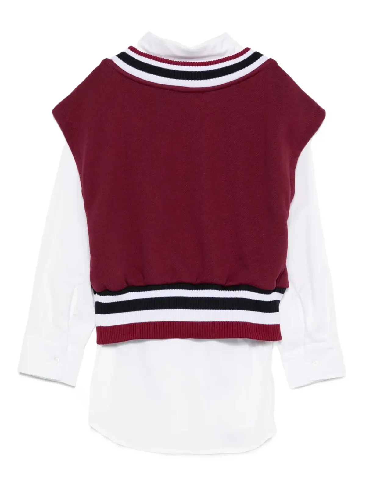 MSGM Kids Vネック ロゴプリント トップ - レッド - 画像2