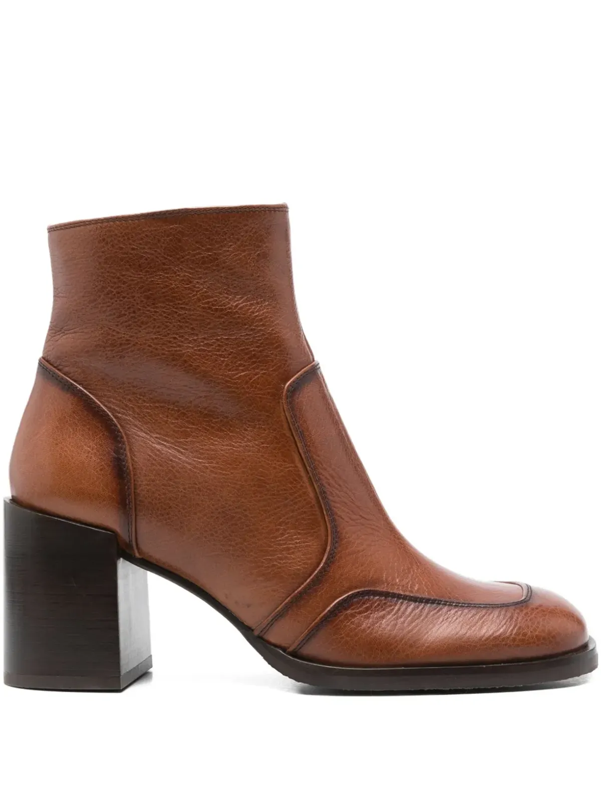 Chie Mihara 75mm leather block-heel ankle boots - Brown - 画像1