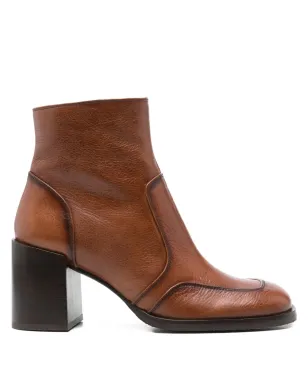 Chie Mihara 75mm leather block-heel ankle boots - Brown - サムネイル1