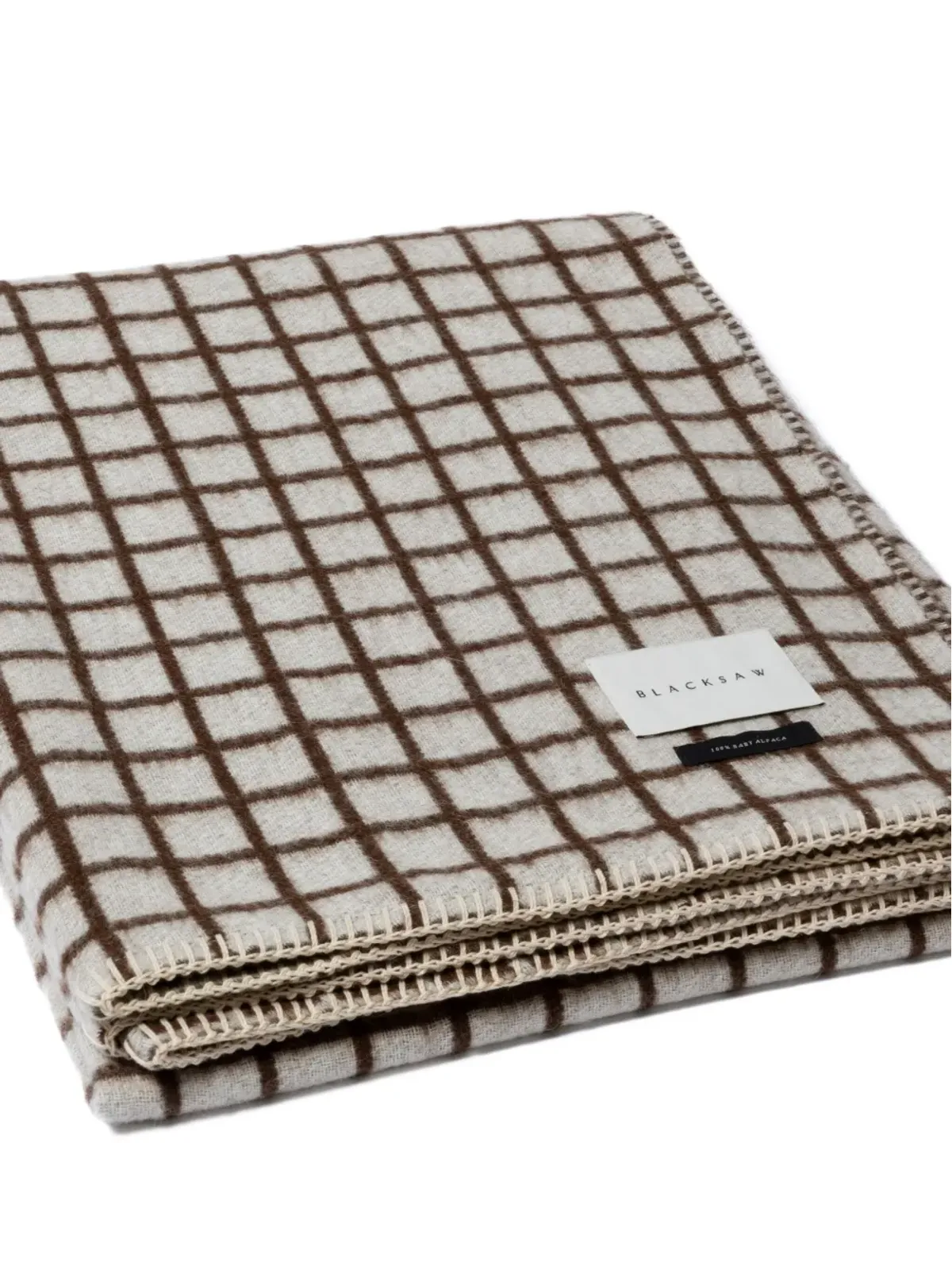 BLACKSAW grid-pattern blanket - Brown - 画像3