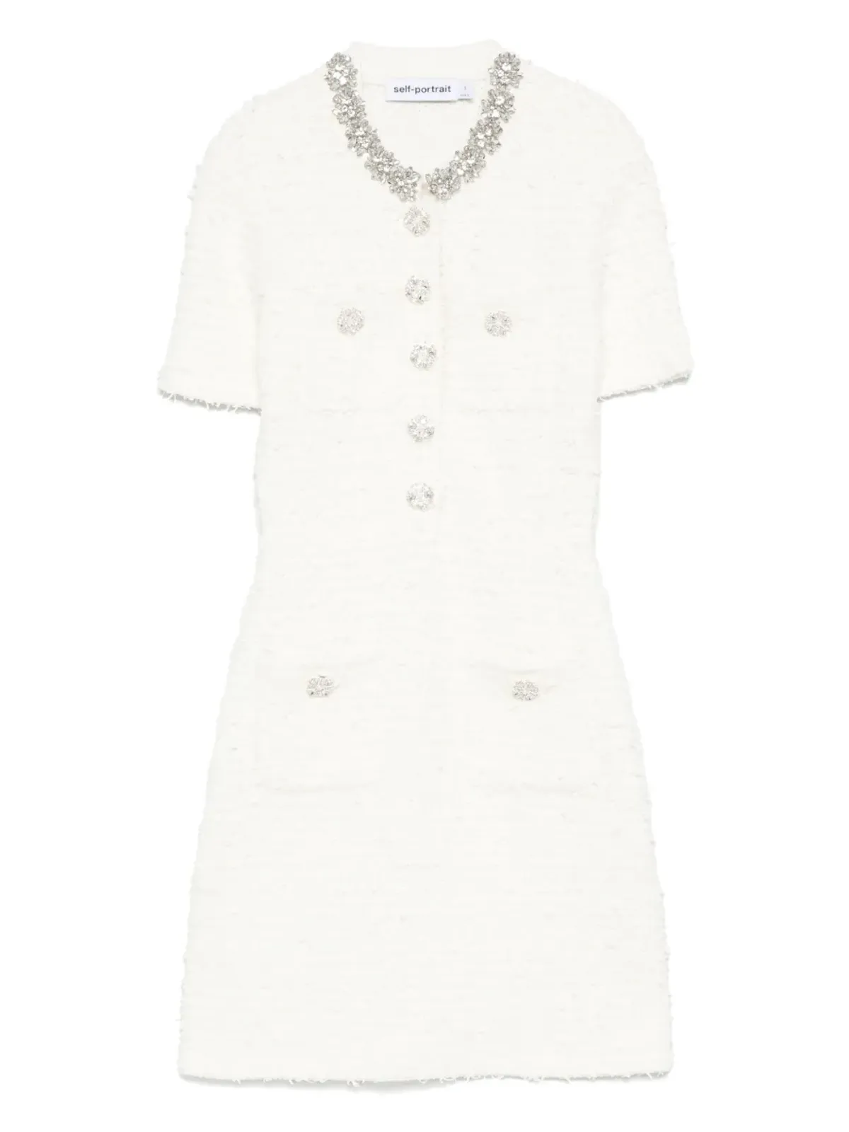 Self-Portrait エンベリッシュド ボタンディテール ミニドレス - 画像1