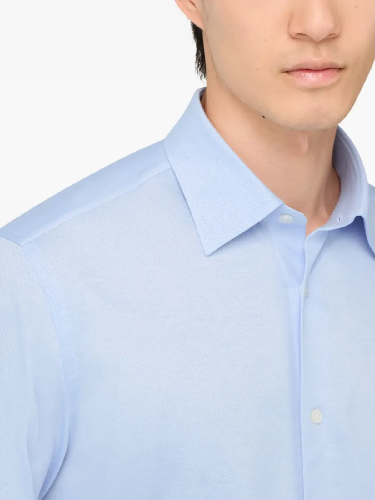 Boggi Milano 襟付きコットン混紡ポロシャツ - ブルー - 画像5