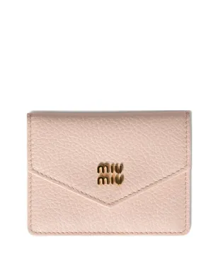 Miu Miu ロゴプレート付きレザー カードホルダー - ピンク - サムネイル1