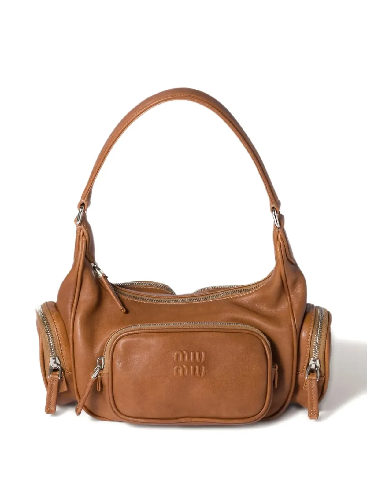 Miu Miu ポケットロゴジップレザーショルダーバッグ - 画像3