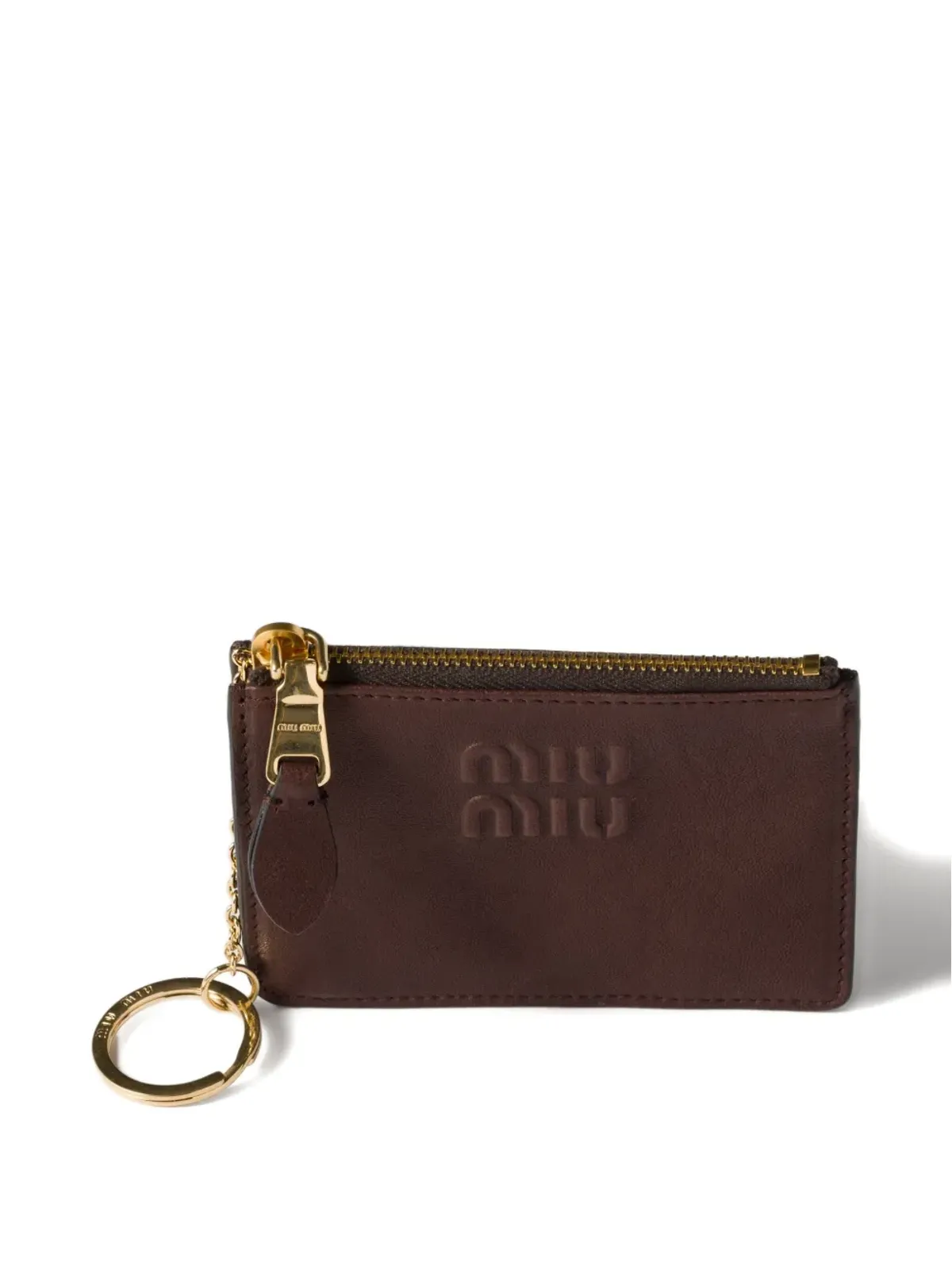 Miu Miu ロゴエンボスレザー カードホルダー - ブラウン - 画像3